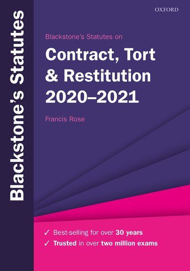 Blackstone's Statutes on Contract, Tort & Restitution 2020-2021